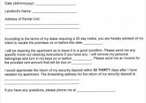 30 Day Notice To Landlord