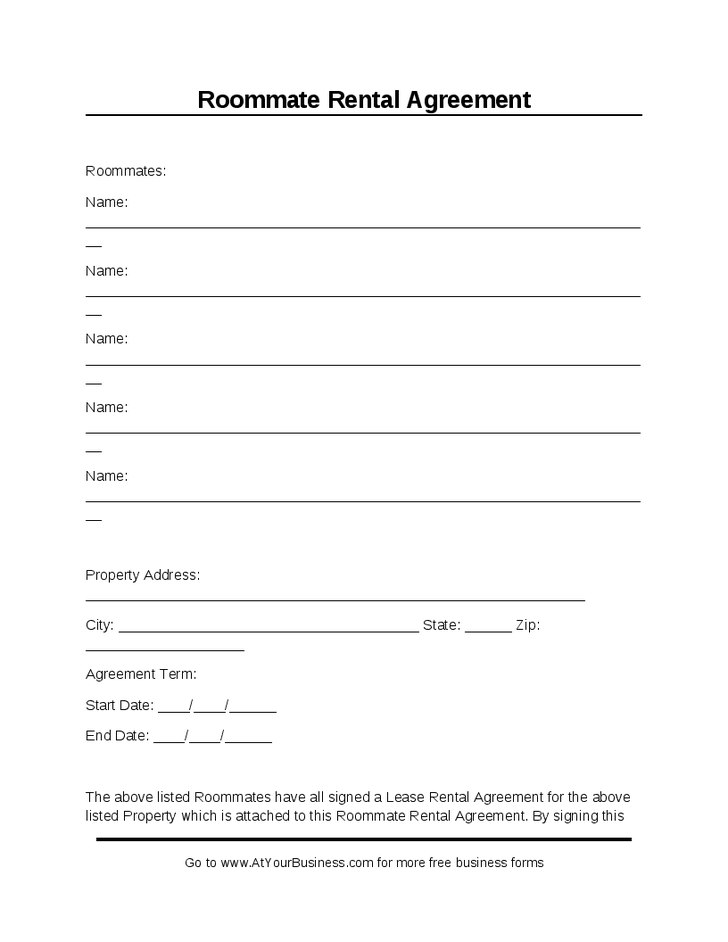 roommate agreement template 82