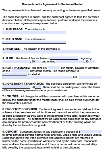 Sublease Agreement Template  Real Estate Forms