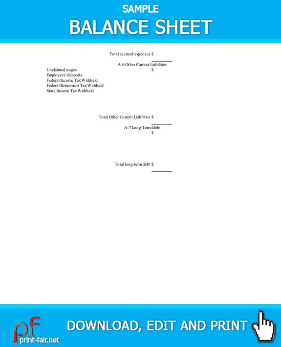 Example Balance Sheet Agreement
