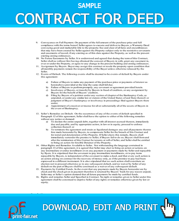 Sample Contract For Deed