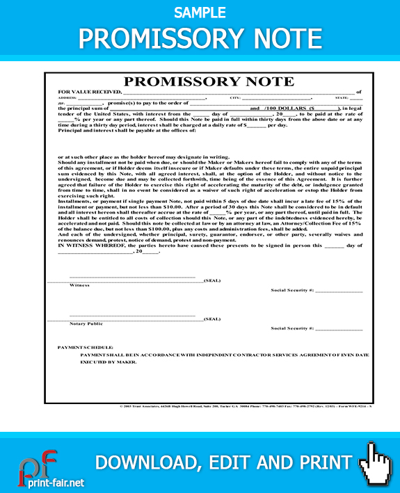 Simple Promissory Note Template