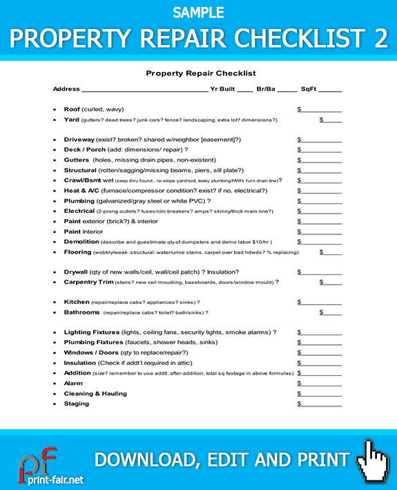 Property Repair Checklist 2