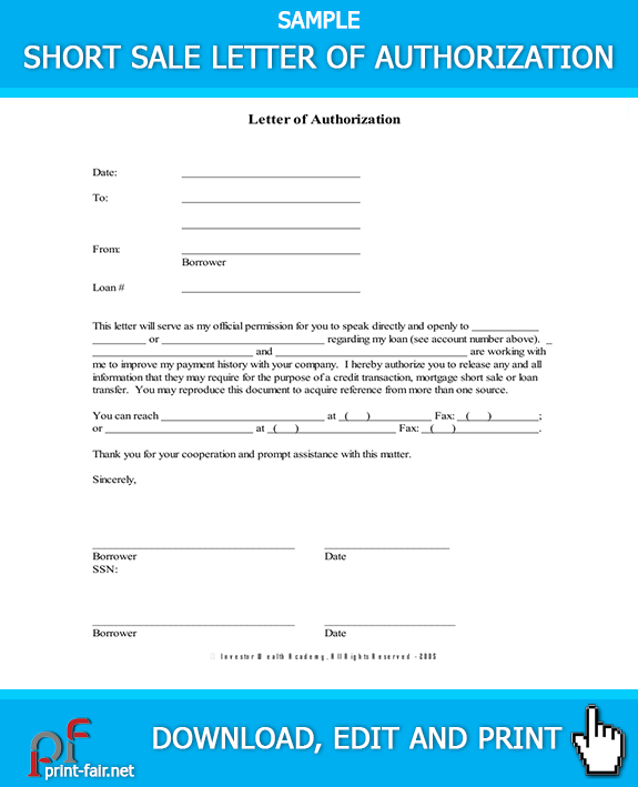 Simple Letter Of Authorization Template